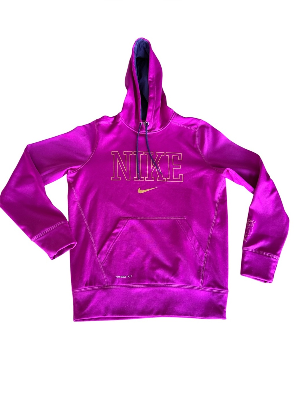 Nike Therma-FIT Vintage Hoodie Women's M Magenta Purple Gold Y2K Athletic